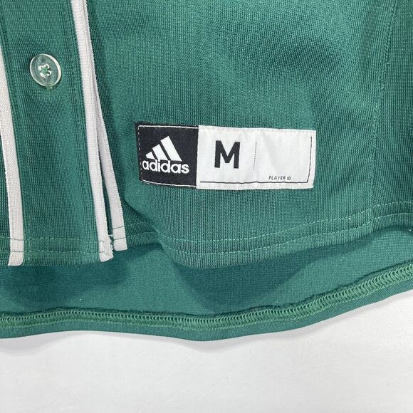 Adidas Baseball Jersey Green White Trim Size M Button Front Short Sleeve Women' - Picture 13 of 14